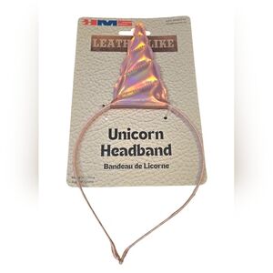 HMS Pink Iridescent Shiny Leatherlike Unicorn Headband Halloween Costume NWT